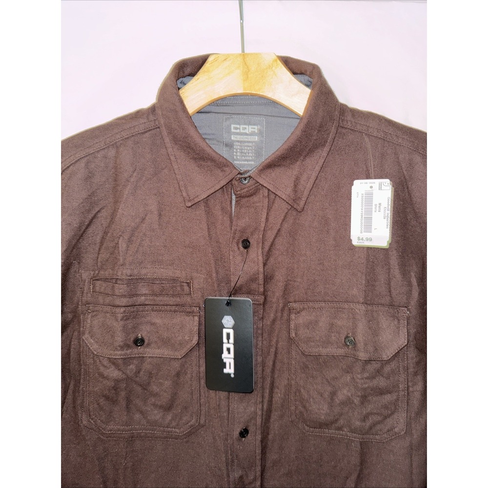 MENS LONG SLEEVE BUTTON UP BROWN SHIRT LARGE TALL 100% COTTON NWT Cowboy